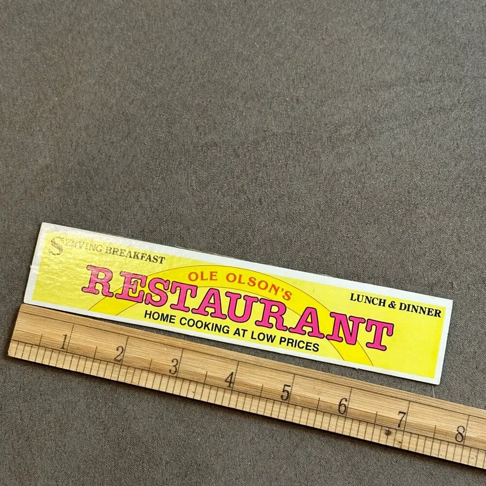 RARE Lincoln Logs Vintage Cardboard Sign Restaurant Ole Olson's  Yellow